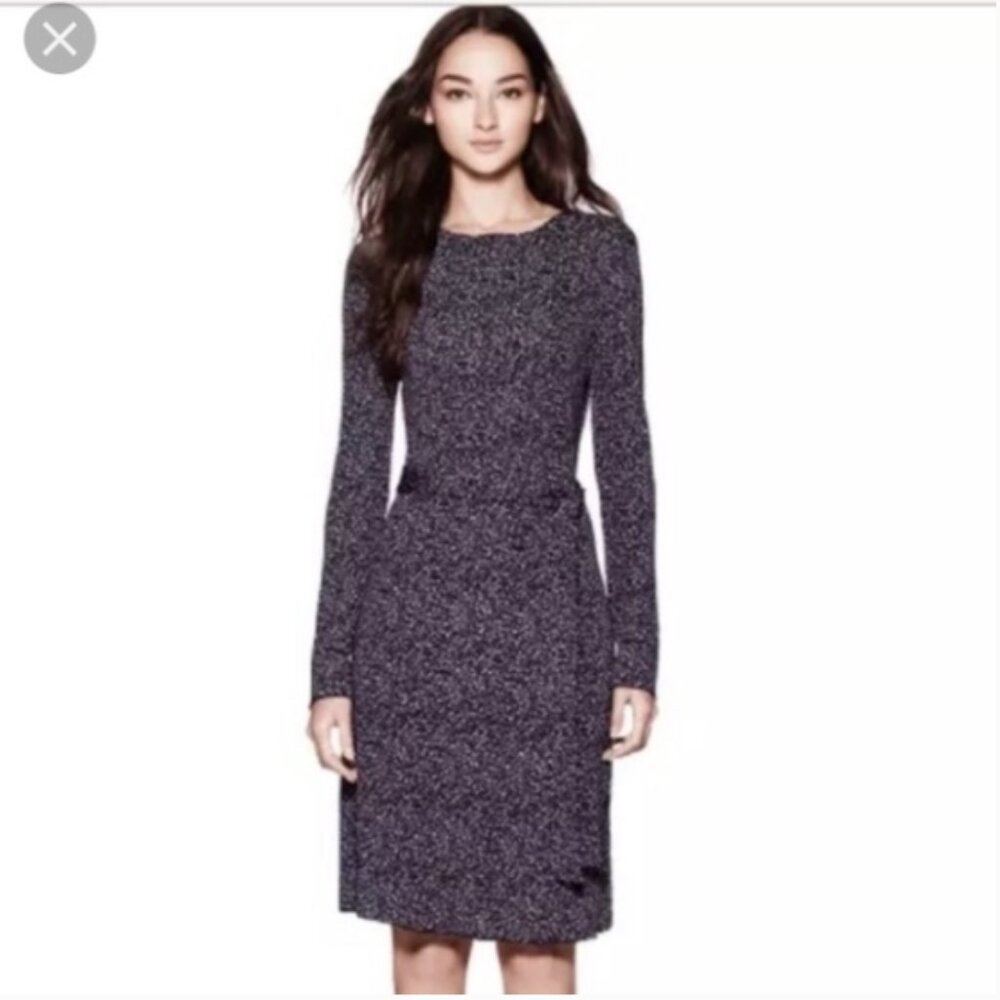 Tory Burch Purple Leopard Print Long Sleeve Midi Dress